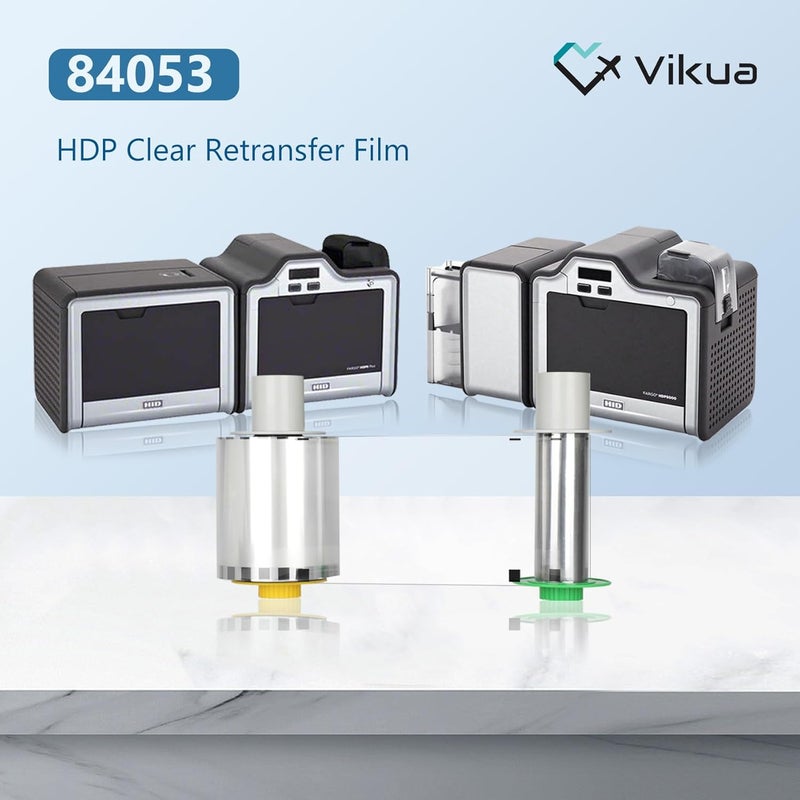 Vikua 84053 HDP Retransfer Film, 84053 Clear Transfer Films, Replacement for fargo 84053 Film, Compatible with fargo HDP5000 / HDPii, Yields 1500 Prints - Image 2